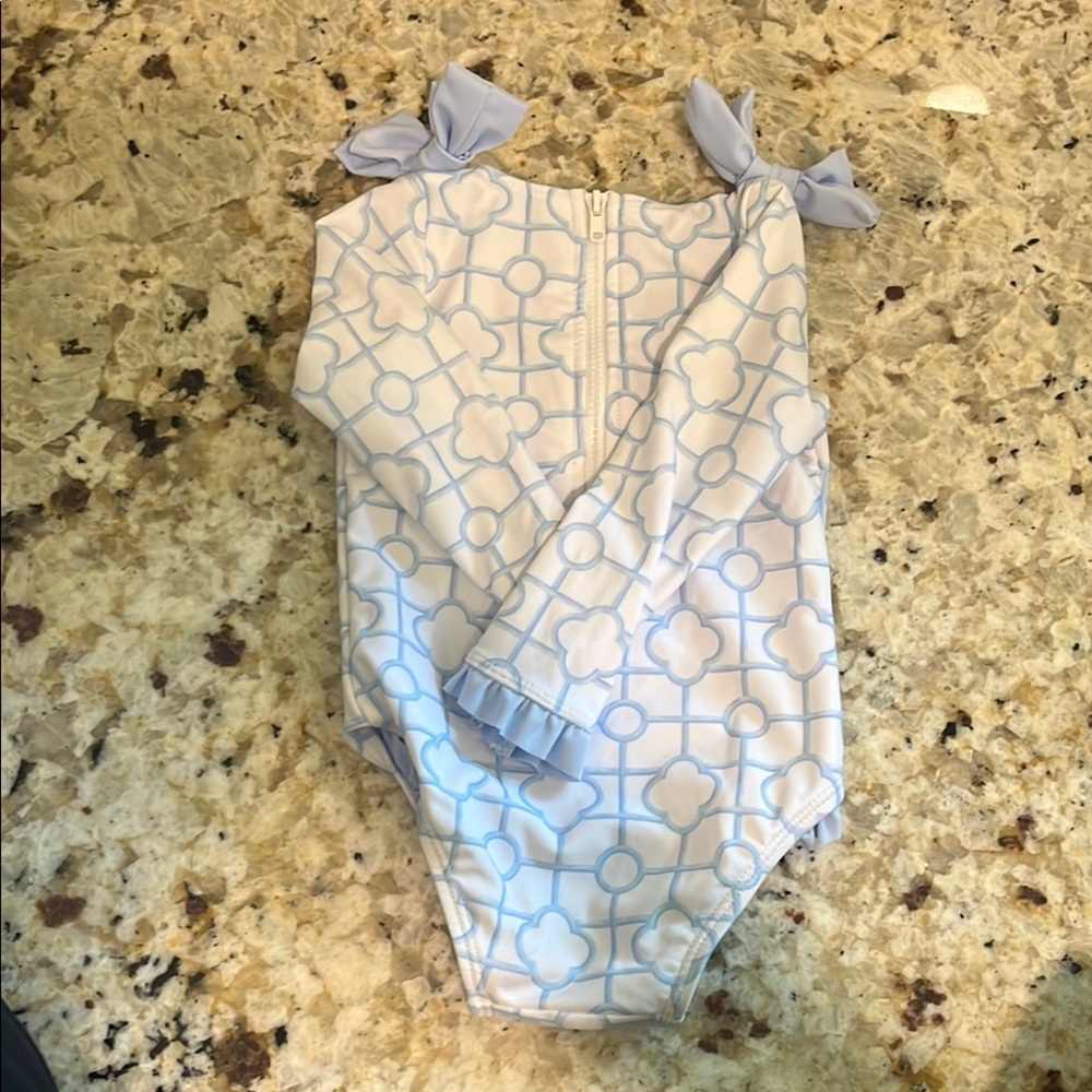 Edgehill Collection Baby Bodysuit in Blue and White
